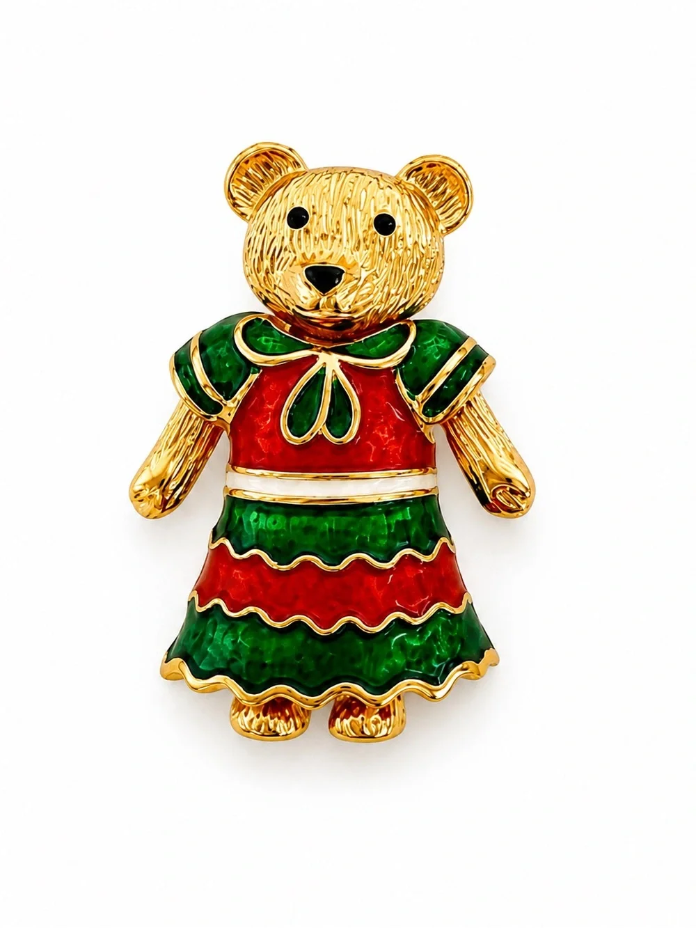 Vintage NOS Interchangeable Teddy Bear Brooch with 5 Enamel Outfits